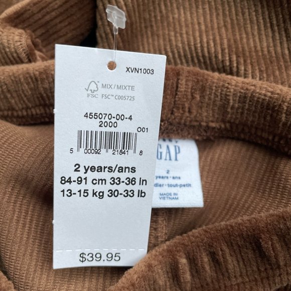 Gap Leggings NEW with TAGS! Toddler Rib Velour Brown Girls Pants 2T - Picture 10 of 10